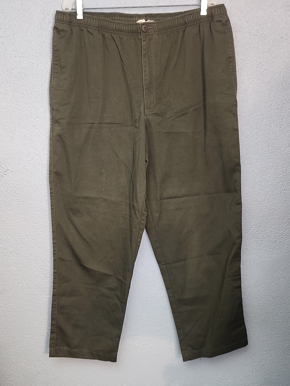 Lands' End Olive Green Elastic-Waist Chinos